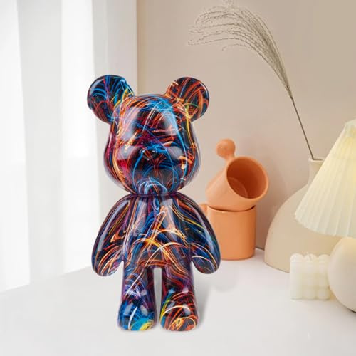 Coniuty Estatua de oso de resina, escultura de animal para el hogar, oficina, dormitorio, decoración de sala de estar (oso E)