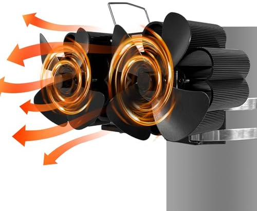 Heat Powered Stove Fan Overheat Protection Wood-Burner Thermal-Fan