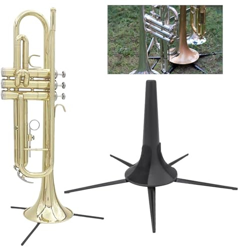 Soporte de trompeta plegable, Titular del instrumento de orquesta Portátil Robusto, 5 Piernas para Trompetista, Aleación de Zinc Negro Negro