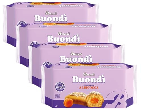 4X BauIi Buondì Originale Brioche a Lievitazione Naturale con Ripieno all'Albicocca 258g