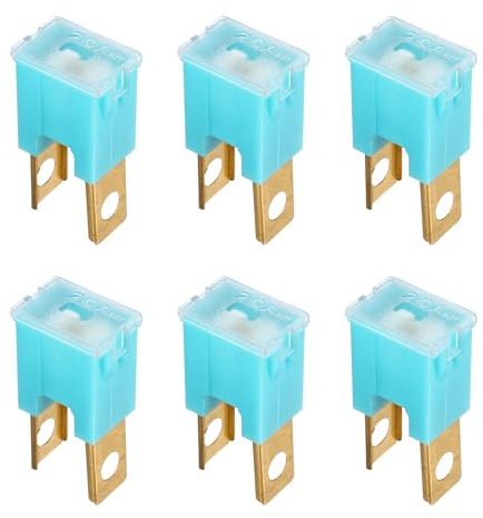 sourcing map 6pcs Cartridge Fuse, 32VDC 20A Male Terminal Automotive Assortment J Case Fuse for Car, Truck, RV, Boats, Sky Blue