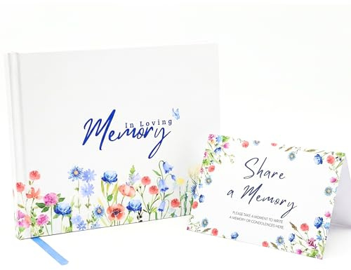 Funeral Guest Book for Memorial Service Floral Celebration of Life Guestbook with Share a Memory Sign Memory Book for Funeral with Space for 400+ Guests Memorial Keepsake Sign in Book- 10.25 x 8.25