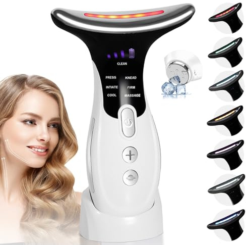 Face Massager Facial Lifting Device, Electric Skin Face Lift Machine with 5°C Cooling Head - 42°C EMS Microcurrent Massager - 6 Modes 7 LED, Anti-Wrinkle, Anti -Aging Care for Women