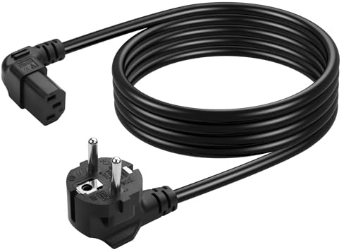 CERRXIAN Cavo di alimentazione europeo Schuko CEE 7/7 a IEC320 C13, 3 pin, 18 AWG 10 A/250 V, spina Schuko ad angolo retto a 90 gradi UP IEC 320 C13, cavo di alimentazione AC standard per computer