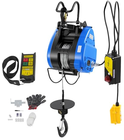 Levkitch Treuil électrique 19 m/min - Avec télécommande sans fil - Protection contre les surcharges - 29 m - Hauteur de levage maximale : 1500 W