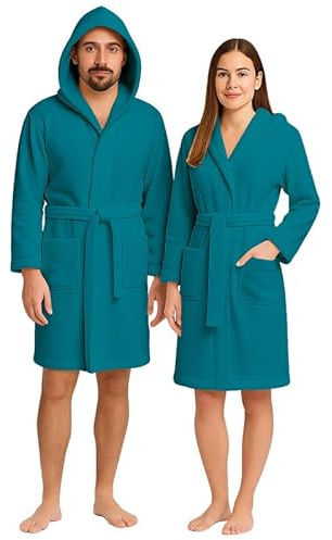 NARCISO Accappatoio Uomo Spugna con Cappuccio Accappatoio Donna Spugna Morbida Unisex Cotone Supreme Quality, Alto Potere Asciugante per Piscina, Palestra, Casa, Ospiti B&B (XXL, Ottanio)