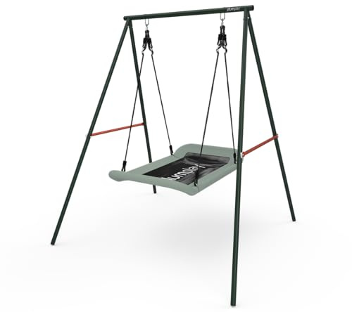 Plum Play Childrens 2 Seater Nest Swing - Robust Sturdy Metal Boat Swing Frame for up to 2 Kids - Max Weight 100kg - 3 Years Plus - With Ground Anchors Included