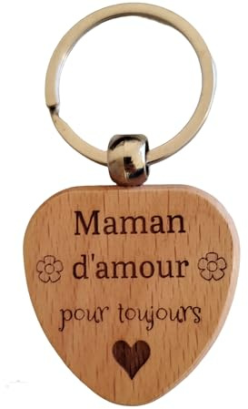 Porte-clés Papa et Maman en Bois Gravé et Personnalisé - Cadeau Papa et Maman - Idéal Fête des Pères, Fête des Mères, Cadeau Parents