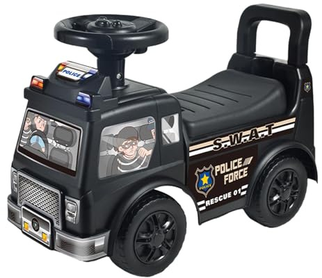 TTETTZ Rutschfahrzeug Kinderauto Lauflernhilfe Musikspielzeug Aus PP für Kleinkinder Drinnen Draußen, Schwarz