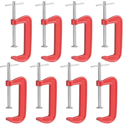 DAKFOOK 8 PCS Heavy Duty C Clamps with 4 Inch(10cm) Jaw Opening, Metal G Clamps for Woodworking, Welding and Automotive Repair