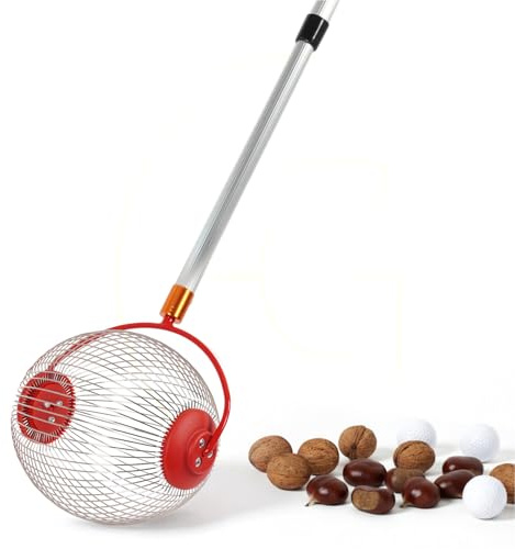 Gravidus Rollsammler Ø22 cm mit Teleskopstiel 52–120 cm – Obstsammler und Nusssammler aus Edelstahldraht mit stabilem Aluminiumgriff