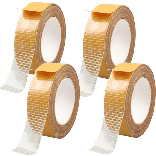 4 Rouleaux Scotch Double Face Extra Fort Transparent 10m x 2cm Ruban Adhésif Double Face Tissu Imperméable pour Fixation Sans Couture Ourlet Vêtements