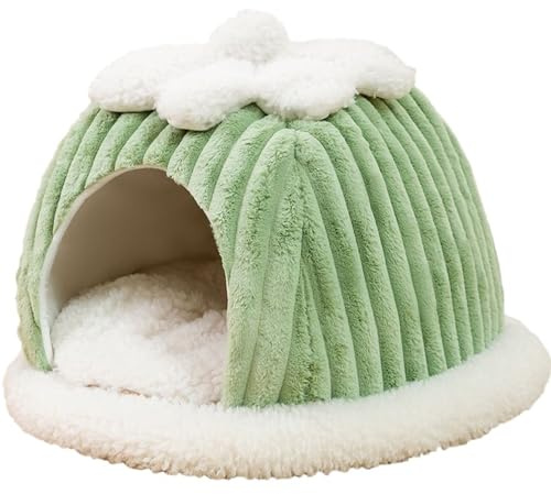 PANGBOER Cuccia per animali domestici calda antivento a forma di zucca chiusa lavabile morbida peluche tenda canile per forniture interne letti rotondi con cappuccio per casa per gatti da interno