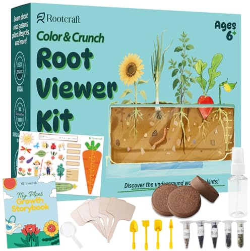 Root Viewer Kit for Kids - Science STEM Toys with Fun Stickers & Storybook, Craft Planting Kits for Ages 4-12, Birthday Gifts for Girls & Boys 4 5 6 7 8 9 10 Year Old(A Size)