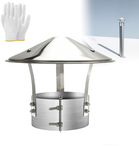 Rond Chapeau de Cheminée Chapeau Conduit de Fumée en Acier Inoxydable avec Anti Pluie, 75mm 150mm 250mm 315mm Hotte D'aération de Toit pour Granulés Chaudières(130mm)