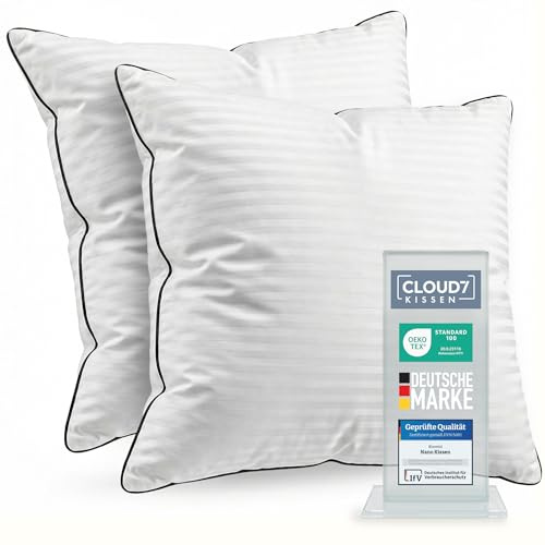 Blumtal Premium Kopfkissen 80x80 cm 2er Set - Ultra anpassbare Nanofaser-Füllung - Kissen 80x80 2er Set + Paspelierung & Reißverschluss - Oeko-Tex zert. Kopfkissen Seitenschläfer & Rückenschläfer