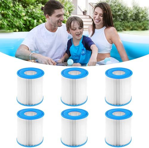 Shyllin Piccola Cartuccia Filtro – 6 Pezzi, 9x7.7x3 cm, Typ I, Filtro per Piscina e Spa, Cartuccia Filtrante di Ricambio per Vasca Idromassaggio, Ideale per Piscina Gonfiabile