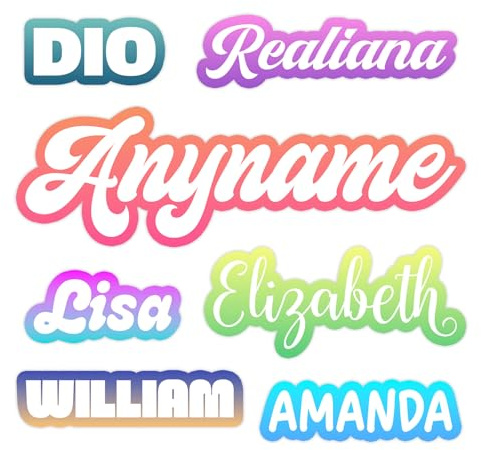 Customized Name Stickers Sheet Custom Vinyl Lettering Decal Personalized Text Name Label Die-Cut Waterproof Vinyl Decals UV DTF – Laptop, Water Bottle, Tumbler, Notebook, Car Gift for Men Women Kids