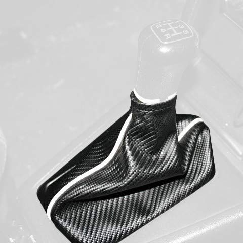 RedlineGoods Schaltsack Manschette kompatibel mit Honda Prelude 1988-91. Maßgeschneidert - Nicht universell. Echtes Top Qualitat Italienisches Alcantara. Schwarz mit Silberem Faden