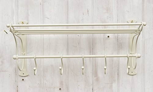 Garderobe Metall Hakenleiste Wandgarderobe vintage shabby chic antiklook 5 Haken creme