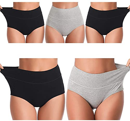 UMMISS Womens Cotton Briefs Underwear,Soft Solid High Waist Breathable Panties for Women,Multi,M