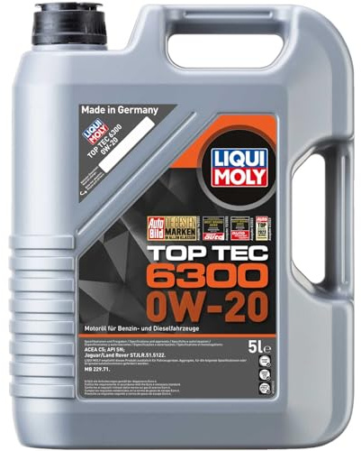 LIQUI MOLY Top Tec 6300 0W-20 | 5 L | Synthesetechnologie Motoröl | Art.-Nr.: 21211 | 21211 / Acea C5 Lr STJLR.51.5122 229.71, Top Tec 6300 0W-20