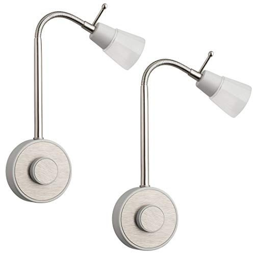 SEBSON® 2x Lámpara enchufe LED regulable, Luz enchufe nocturna 2W, Luz Lectura Pared flexible