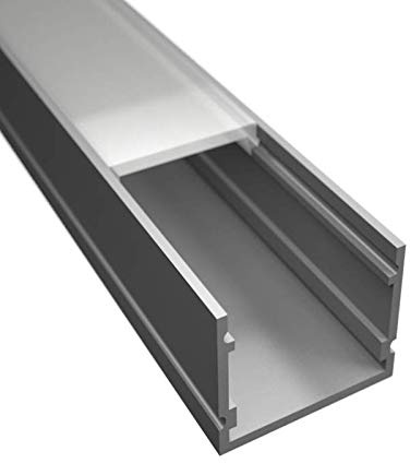 LED Aufbauprofil WIDE-30 Aluminium Silber für LED Streifen inkl. Abdeckung milchig oder durchsichtig, extra breite Bauweise 27,04mm auch für mehrere LED Bänder (2m + milchige Abdeckung)