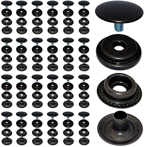 25 Sets 15mm Rostfreier Stahl Metall Druckknöpfe Kleidung Snaps Druckknopf Set, Metall Druckknöpfe für Leder Handwerk Jacke Brieftasche Handtasche (Pistole Schwarz)