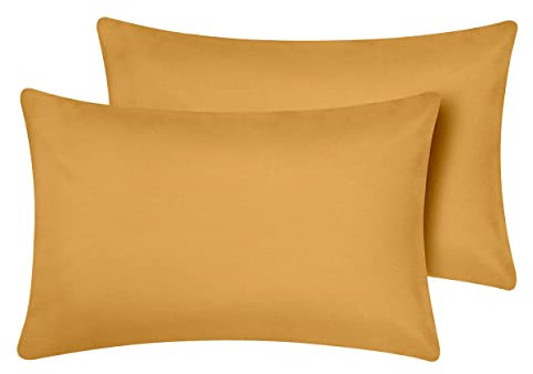 Oxford Homeware Ochre Pillow Cases 2 Pack Brushed Microfiber – Standard Pillowcases Fade Resistant Pillow Cover Envelope Closure Pillow Covers (48 x 74 cm)