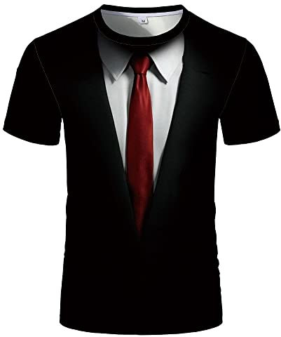 CHANYI Herren 3D Druck T-Shirt Fliege 3D T-Shirts Sommer Männer T-Shirt Smoking Retro Krawatte Anzug 3D-Druck T-Shirt Lässige Kurzarm Streetwear Lustige Gefälschte Anzugoberteile