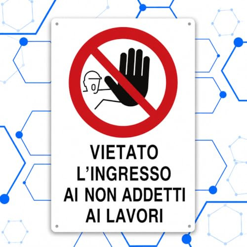 Nitek Cartello Vietato l’Ingresso ai Non Addetti ai Lavori in PVC 30 x 20 cm, Segnale Autoadesivo Accesso Vietato per Ufficio, Magazzino, Laboratorio e Area Riservata