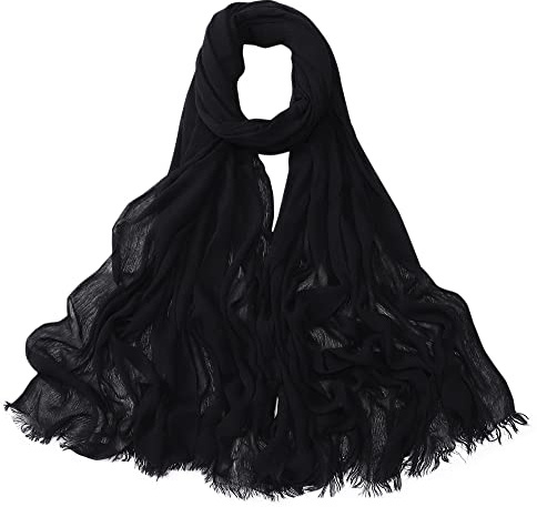 Txameru Écharpe hijab pour femme – Rayonne musulmane froissée avec bord à franges
