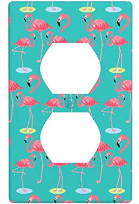 Four Flamants roses incassables de taille moyenne, plaque d'interrupteur résistante aux chocs, plaque murale décorative