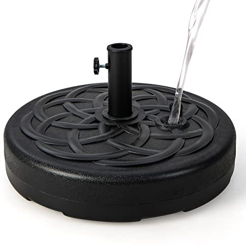 GOPLUS Pied de Parasol Jardin Exterieur Rond Remplissable Base Eau 23L/Sable 39KG Poteaux 38/48mm (Noir)
