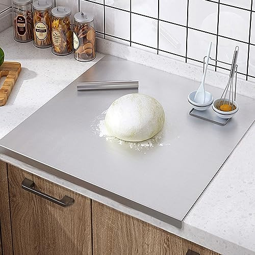 Skärbräda i rostfritt stål robust 50 x 40 cm, halkfri skärbräda med kant, rostfritt stål bänkskiva för kök, bar, restaurang för knådning av pizza, bröd, kaka. | med kant rostfritt stål bänkskiva för kök, bar, restaurang för knådning av pizza, bröd, kaka