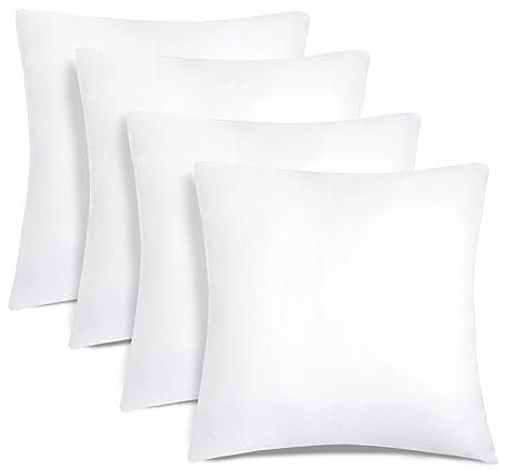 Aitsse - Relleno de Cojín de Fibra Hueca Siliconada Suave (4, 40x40cm) | Alta Recuperación 2/4/6 Unidades, Suave, Mullido, Antialérgico. Cojín Decorativo para Casa, Dormitorio, Salón o Coche.