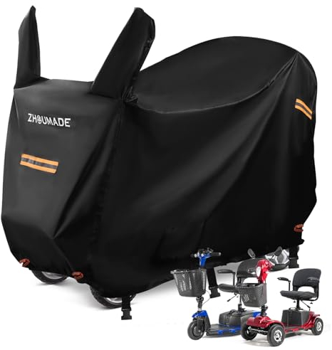 Heavy Duty Mobility Scooter Cover with Storage Bag,420D Oxford Garage Mobility Scooter Covers for Outside Storage Waterproof Windproof Wheelchair Accessories Rain XXL (175 * 63 * 119 cm)