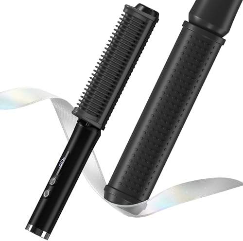 Cepillo alisador de pelo,cepillo alisador de pelo de iones negativos,cepillo eléctrico caliente,calentamiento rápido,10 ajustes de temperatura y apagado automático,antiquemaduras&pantalla LED (Negro)