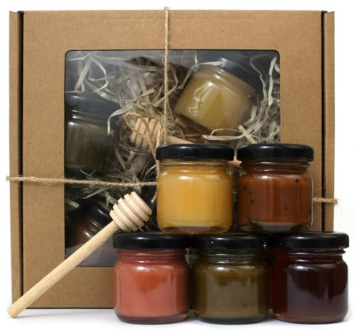 Satz von Honig - Honigsorten - Honing Set - 5x50g | Mehrblütenhonig | Honigtauhonig und Honig mit natürlichen Zusatzstoffen