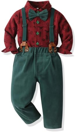 Acuryx Baby pojke kläder 4 st set barn formell klänning kostym småbarn jul gentleman kostym bröllopskläder 6 månader-9 år gammal, b, 8-9 Years
