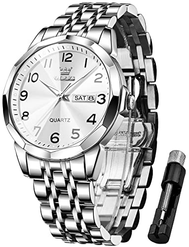OLEVS Herrenuhren Business Kleid Luxus Armbanduhr Luminous Leicht zu lesen wasserdichte Edelstahluhr für Männer
