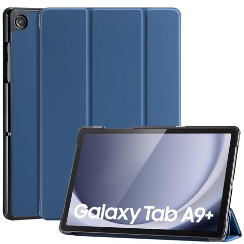 CoBak Hülle für Galaxy Tab A9+ / A9 Plus 11 Zoll, Neues PU-Leder Dreifachklapp Ständer Schutzhülle mit Auto Schlaf/Wach Funktionn (Dunkelblau)