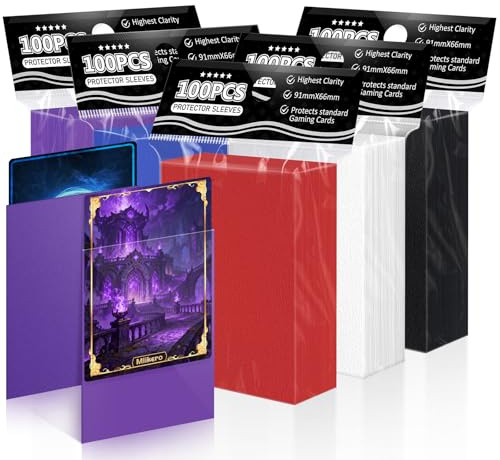 Mlikero 5-Color Soft Card Sleeves, 66 x 91 mm Standard Size Trading Card Sleeve Fit for MTG, TCG, Trading Cards, Sports, Game Cards