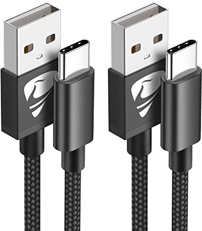 USB C Charger Cable 2M 2Pack USB A to USB C Type C Charger Fast Charging 3A Lead Braided for Samsung Galaxy S24 S23 S22 S21 S20 S10 S9 A14 A40 A53 A54 A70,Google Pixel 8 7 6 6a,Huawei,Xiaomi,Switch