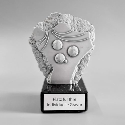 eberin – Metall-Pokal Boulespieler*innen Award: 14cm hoch, Marmor Sockel, Trophäe in 4 Farben − Boule, Bosseln, Petanque, Boccia − personalisierbar