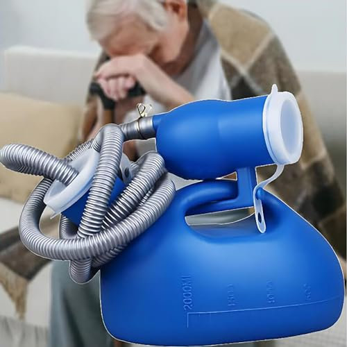 BEOTAY Male Urinal Bottles with Spill Proof,Professional Pee Bottle for Men,Portable Urinals for Men for Camping, Travel, Bedside,2M Hose And Cleaning Brush,2000Ml,Blue