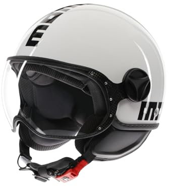 MOMODESIGN - FGTR Classic E2206, Casco Jet Moto, Casco Jet Homologado ECE, Casco Jet Scooter Abierto, Hombre y Mujer, Ligero con Visera, para Hombres y Mujeres, White/Black, M
