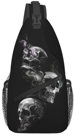 Skull 01 Totenkopf-Umhängetasche für Herren, Sling-Rucksack, Tagesrucksack, lässige Wandertasche, Cooler Rucksack für Outdoor