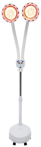 jiumxliu Rotlichtlampe 275W Infrarotlampe Wärmelampe Massagelampe mit Höhenverstellbarem Ständer 62 99 Zoll Rotlichtlampe Doppelkopf